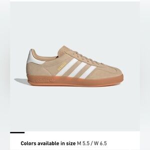 Adidas Gazelle Indoor shoe - M5.5, W6.5 Magic Beige / Core White / Gum GUC